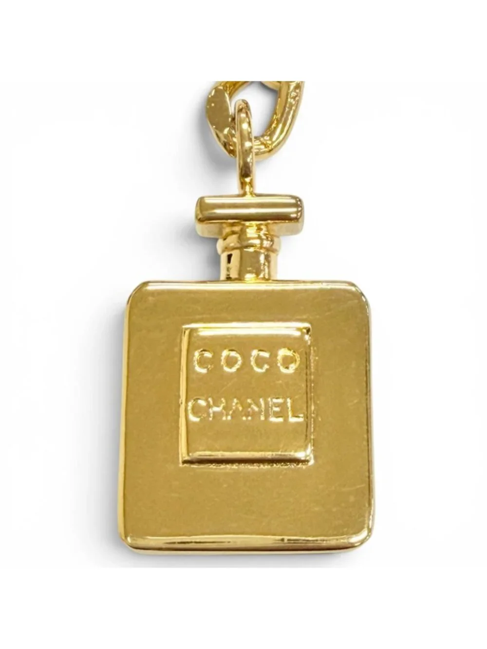 Chanel Logo Perfume Bottle Charm Double Chain Belt 81 Gold Gorgeous
